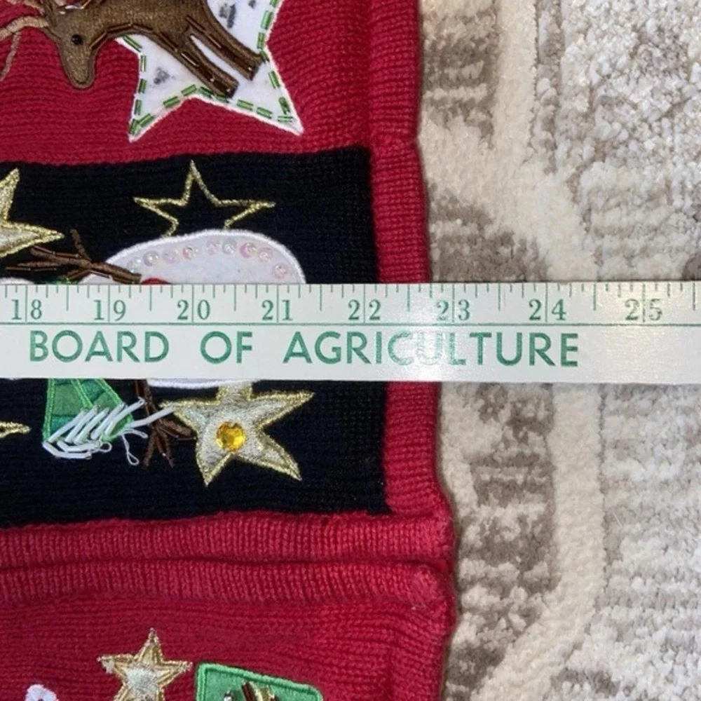 Tiara International Ugly Christmas Sweater Womens Small Zip Cardigan Applique‎